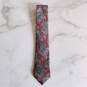 Christian Dior Vintage Paisley Tie- Red- 100% Silk